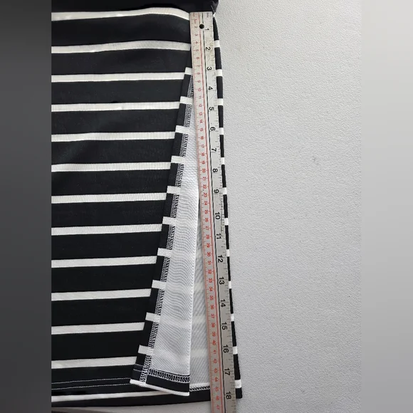 Grecerelle Black & White Striped Maxi Dress Pockets Slit Minimalist Clean Girl - Picture 13 of 14